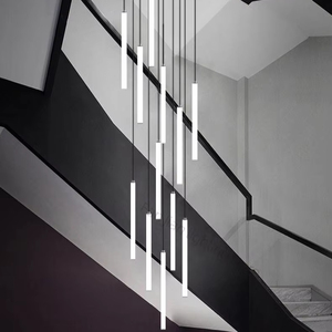 Đèn chùm <span class=keywords><strong>LED</strong></span> dài kiểu dáng sáng tạo, đèn treo trang nhã cho biệt thự, phòng khách, phòng ăn, cầu thang nhà ở, dùng cho khách sạn - Product Image 1