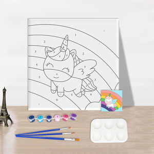 Vente en gros cadre en bois de pin <span class=keywords><strong>pas</strong></span> <span class=keywords><strong>cher</strong></span> personnalisation kits de <span class=keywords><strong>peinture</strong></span> par numéros DIY dessin animé licorne décor Art mural pour enfants - Product Image 1