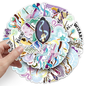 50 pièces usine Offres Spéciales dessin animé <span class=keywords><strong>sorcière</strong></span> baguette autocollant personnalisé pour ordinateur portable tasse Journal autocollant - Product Image 6