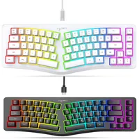 68 Keys Hot Swap Gaming Keyboard Creative Wave Shape Ergonomic Office Relax RGB Colorful Light Type C Wired Keyboard