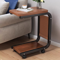 Table d'appoint pour ordinateur portable, style simple, pour salon, plateau en bois, structure en métal, table basse