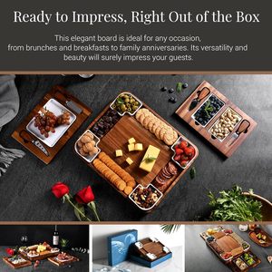 Ensemble <span class=keywords><strong>de</strong></span> planches à <span class=keywords><strong>fromage</strong></span> en acacia amélioré, ensemble <span class=keywords><strong>de</strong></span> charcuterie <span class=keywords><strong>de</strong></span> forme carrée, <span class=keywords><strong>plateau</strong></span> à <span class=keywords><strong>fromage</strong></span> grand format - Product Image 2