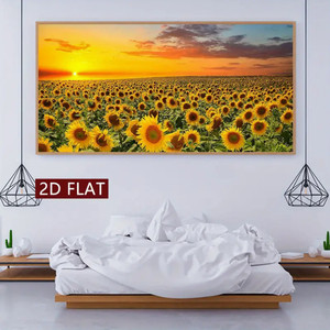 Quadro su Tela Grande con Campo di Girasoli al Tramonto, Paesaggio Vivace di Prato di Girasoli, Stampa su Tela, Dipinto su Tela Tesa - Product Image 3