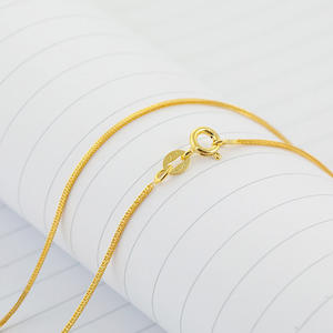 Nueva joyería al por mayor 1,5mm <span class=keywords><strong>italiano</strong></span> S925 plata esterlina Collar chapado en oro <span class=keywords><strong>cadena</strong></span> Chopin cadenas tejidas chapadas en oro 16-18 pulgadas - Product Image 2