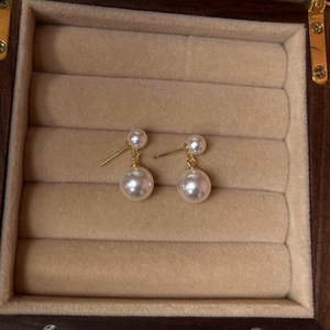 ต่างหูไข่มุกน้ำจืด18K สีทอง4 + 8mm ต่างหูมุกกลมผลิตภัณฑ์สำเร็จรูป - Product Image 2