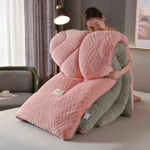 Vente directe usine – Couette d'hiver épaisse <span class=keywords><strong>et</strong></span> chaude en sherpa, couette en velours d'agneau, couette moelleuse, ensemble de draps de lit d'hiver, couvertures - Product Image 5