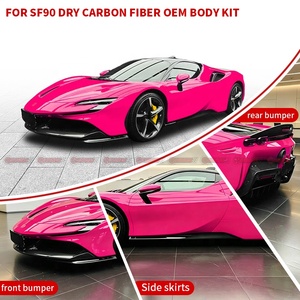 ชุดแต่งตัวถังรถยนต์คาร์บอนไฟเบอร์แห้งสไตล์ OEM ขายดีที่สุดสำหรับ Ferrari SF90 ชุดแต่งรอบคัน ประกอบด้วยลิ้นหน้า-หลัง สเกิร์ตข้าง ช่องระบายอากาศ สปอยเลอร์ - Product Image 1