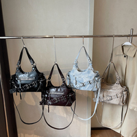 Sacs à main rétro en cuir PU pour femmes 2026, sac à bandoulière Y2K à rivets, fermeture éclair, œillets, ceinture, sac bandoulière avec plusieurs poches