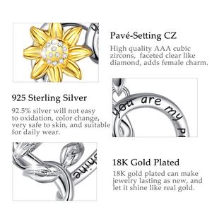 หัวใจเงินสเตอร์ลิง925ผู้หญิงคุณคือจี้ดอกทานตะวันชุบทองแสงแดดสวยของฉัน - Product Image 3