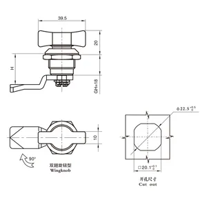 MS714 Daumenviertel-Schlüsselverschluss für Werkzeugbox Flügelfunktion Cam-Schlüssel