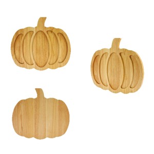 Wooden Halloween Pumpkin Tray Snack Fruit Cheese Compartmentalized Party <b>Plate</b> - Product Image 4