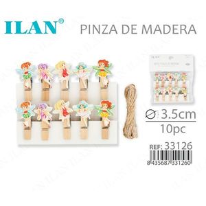 Pinzas de madera Ilan de 3.5cm, 10 piezas, diseño de hadas para manualidades y decoración - Product Image 3