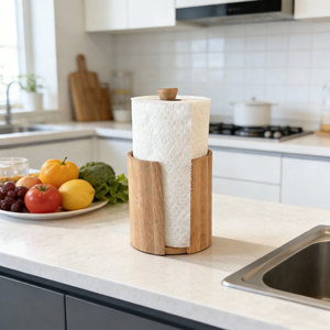 Kitchen Towel Holder for All Standard Kitchen Rolls Wood Paper Towel Holder <strong>Papertowel</strong> Holder for Kitchen - Product Image 6