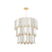 Lustre rond en coquille de capiz naturelle pour salon contemporain, décoration de luxe, lampes suspendues au plafond, lustres pour escalier