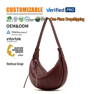 Bolso de Hombro Tipo Dumpling de Piel de Vacuno de Primera Calidad, Nuevo, con Cierre de Cremallera, Multitemporada, Ligero, para Mujer - Product Image 1