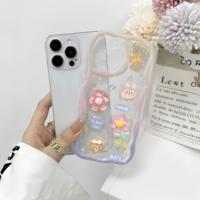Coque arrière de téléphone portable motif crème avec autocollants DIY mignons Lapin et chaîne pour iPhone 16 Plus 15 17 18 Pro Max