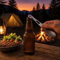 Cuillère-fourchette en titane pur ultralégère 5-en-1, polie miroir, durable, pour le camping, cuillère, fourchette, couteau dentelé, ouvre-bouteille, qualité alimentaire