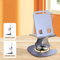 Soporte de Escritorio Portátil Antideslizante de Silicona, Soporte para Teléfono Totalmente Metálico con Rotación de 360 Grados, el Más Popular para Usar en Escritorios