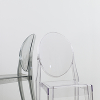 Chaise Ghost transparente en acrylique cristal moderne sans accoudoirs, style Victoria du milieu du siècle, pour événements et mariages, vente en gros