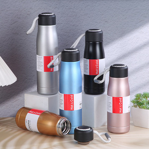 SilverJet Vacuum Insulated Stainless Steel Water <b>Bottle</b> 420ml 550ml Hot Cold <b>Flask</b> With Rope Portable Travel <b>Flask</b> - Product Image 1