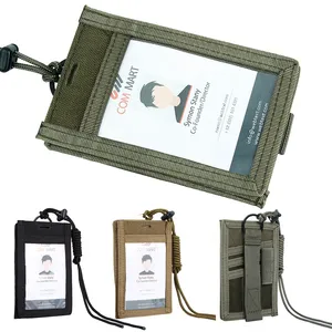 Tactical ID Card Holder Hook Credit Card Organizer Neck Lanyard Key Ring men's wallet