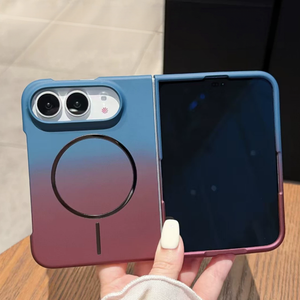 เคสโทรศัพท์แบบพับได้แม่เหล็กสองสีไล่เฉดแบบด้านพรีเมียมสำหรับ iPhone Ultra 18 Fold Ultra รองรับการชาร์จไร้สาย ป้องกันแรงกระแทก ผลิตจากวัสดุ PC - Product Image 1