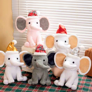 In Stock Santa <b>Hat</b> Christmas Elephant Doll Anime Plush Toys Stuffed <b>Animal</b> Toys Soft Cotton Carnival Claw Machine Toys <b>for</b> Boys - Product Image 1