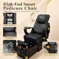 Fauteuil de pédicure électrique de luxe avec dossier inclinable réglable, sans plomberie, avec bassin de spa pour les pieds, pour salon de manucure
