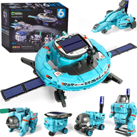 Kit d'expériences scientifiques créatives 6-en-1 : Robot intelligent à construire soi-même, voiture solaire spatiale faite à la main, jouets éducatifs pour enfants