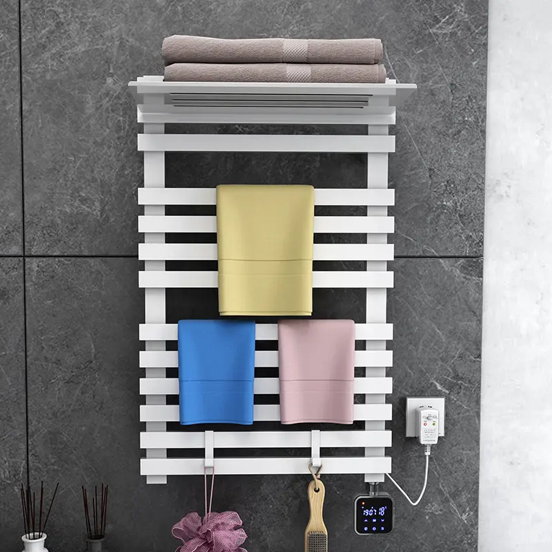 Nuevo toallero calefactable inteligente, estante de almacenamiento blanco montado en la pared, estante de secado para baño doméstico, toallero eléctrico, calentador