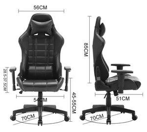 Chaise de jeu réglable en cuir synthétique noir, vente en gros d'usine, chaises de bureau personnalisées, modèle 5913, chaises de jeu 5913 591 - Product Image 3