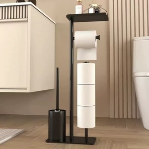 <span class=keywords><strong>Portarrollos</strong></span> de <span class=keywords><strong>Papel</strong></span> Higiénico Independiente con Cepillo, <span class=keywords><strong>Sin</strong></span> Perforaciones, Organizador de Baño, Soporte de Metal Resistente a la Oxidación para el Hogar - Product Image 3