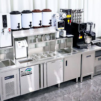 Stasiun Persiapan Boba Tea Berpendingin, Peralatan Toko Bubble Tea, Konter Teh Susu Custom, Bar Milktea Stainless Steel