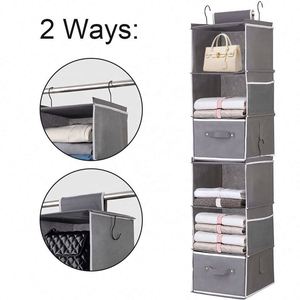 Custom Clothes Detachable Hanging Organizer with Beside Bag 2 Separable Hanging Shelves for Wardrobe - Product Image 6