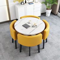 Ensemble de table à manger moderne de luxe en bois de style farmhouse, 5 pièces (4 chaises + table), écologique, gain de place, appartement, salon, hôtel