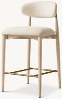 Chaise de salle à manger au design moderne, meubles de salle à manger, dossier incurvé, chaises de salle à manger en bois massif de chêne, tabouret de bar et de comptoir en tissu