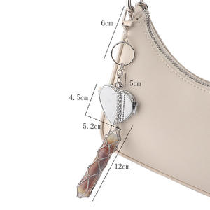 Son môi trường hợp Keychain Pouch tim nhỏ gọn gương Lip Gloss với móc chìa khóa Lipgloss chủ thép không gỉ Keyring túi quyến rũ - Product Image 2