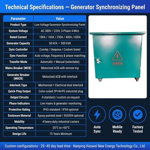 Gabinete de Sincronización Automática 100A-630A con Control Paralelo Anti-Islandización para Generadores, Ideal para Granjas Solares en Indonesia Nphwtqx01 Auto Prec - Product Image 4