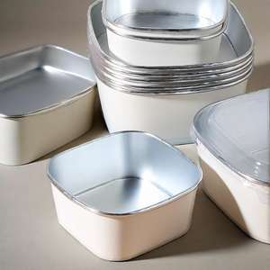 Couvercle de bol en papier de qualité supérieure, format personnalisé, en feuille d'argent, jetable, de qualité alimentaire, résistant à la graisse et anti-fuite, pour salade et repas, rectangulaire/carré - Product Image 1