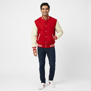 Varsity <b>Baseball</b> <b>Jacket</b> <b>Men</b> Women High Quality Leather Sleeve Patchwork Towel Embroidery Coats - Product Image 1