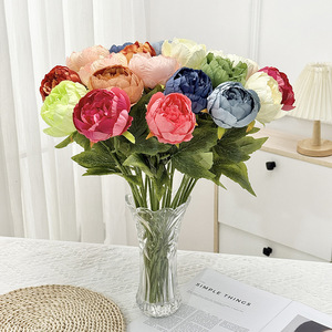 Pivoine Artificielle à Tige Unique, Fleur en Soie Colorée, Décoration d'Intérieur, Bouquet Haute Simulation, Décoration de Mariage - Product Image 1