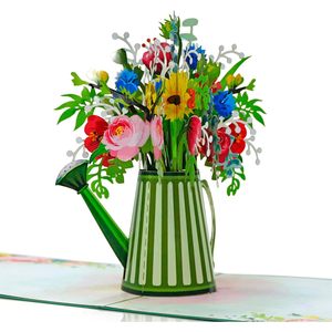 Watering Can Pop up Birthday Card 3D Flowers Greeting Card with Die Cutting & <b>Matte</b> <b>Varnishing</b> for Women Wife Mum Valentine - Product Image 1