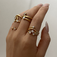 Ensemble de bagues RINHOO en acier inoxydable, minimalistes, géométriques, en zircon, empilables, bijoux tendance pour femmes, cadeau