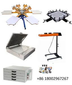 Manual 6 color 6 station T-shirt Silk Screen printing machine with kits For Fabric Cloths