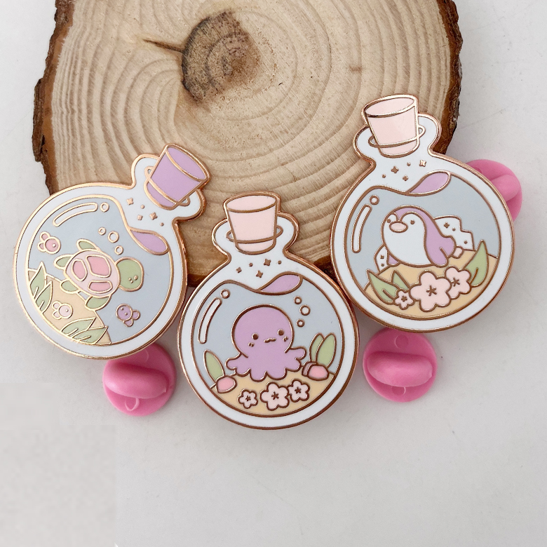 Китай высокое качество розовое золото металл твердая эмаль отворот булавка милый Дрифт бутылка на заказ эмаль булавки сувенир