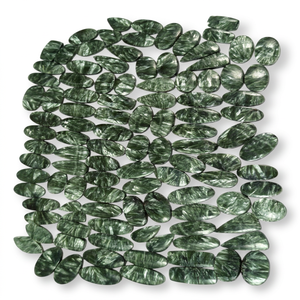 Natural Seraphinite Pair Gemstones Green 20mm-30mm Beautiful Matching Cabochon Stones for Designer Earrings Pendant Rings - Product Image 1