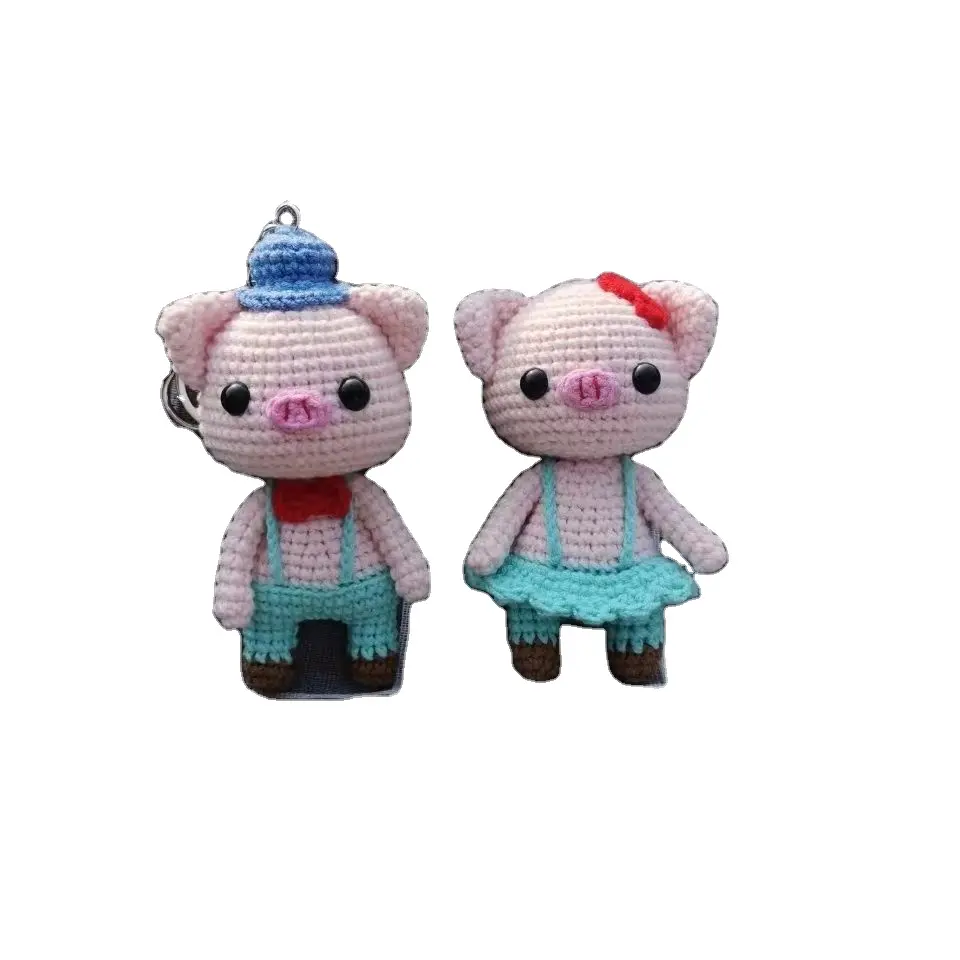 Wholesales Organic Cotton Crochet animals Pig Stuffed Toys 100% Handmade Amigurumi Toys For Babies