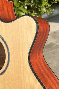 Aiersi nuova di zecca in compensato opaco in abete Sapele Body OM Cutaway chitarra acustica per chitarristi - Product Image 4