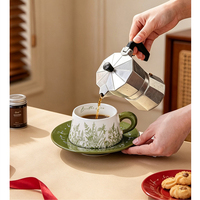 Ensemble tasse et soucoupe en céramique haute couture, idéal pour Instagram, pour couples et service de thé floral pour dames, ensemble de mugs en porcelaine