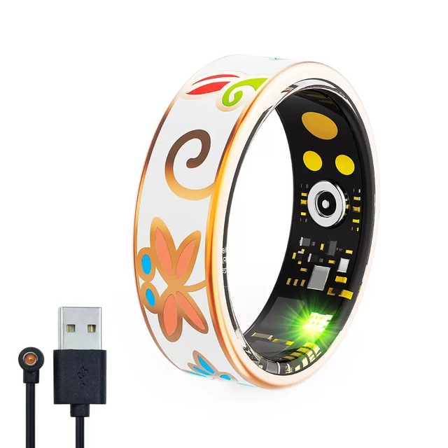 New Luxury Ladies Smart Ring Health Tracker Blood Pressure Sleep Monitoring IP68 Waterproof Enamels Health Ring R18